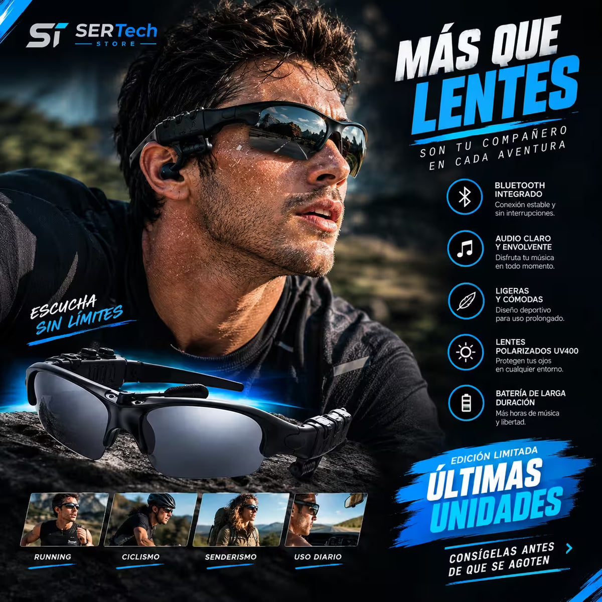 AeroSound™ Gafas Con Audifonos Bluetooth